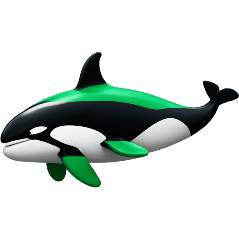 Orca wearing a green football jersey, flexing muscles  emoji