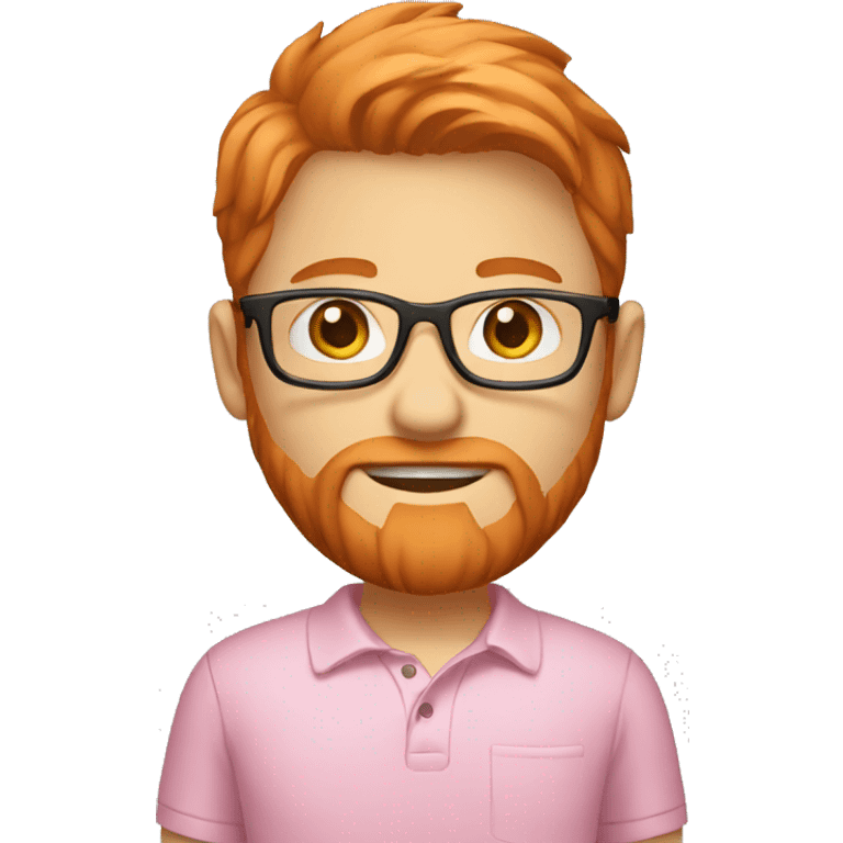 light red hair boy with a beard small glasses and pink polo emoji