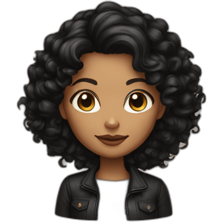 woman light brown skin long black curly hair with black cat emoji