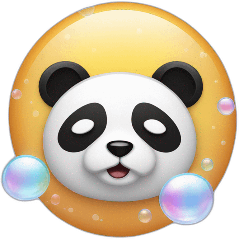 The panda is asleep with bubbles sticking out of its nose. emoji