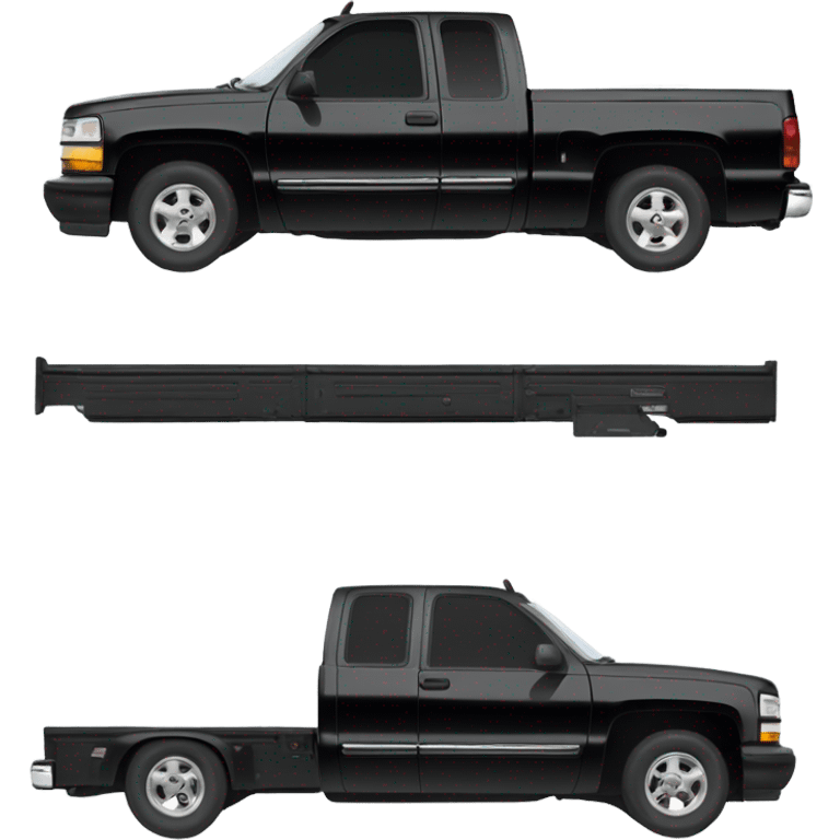 Truck, black 1997 Chevrolet K1500 extended cab, side view emoji