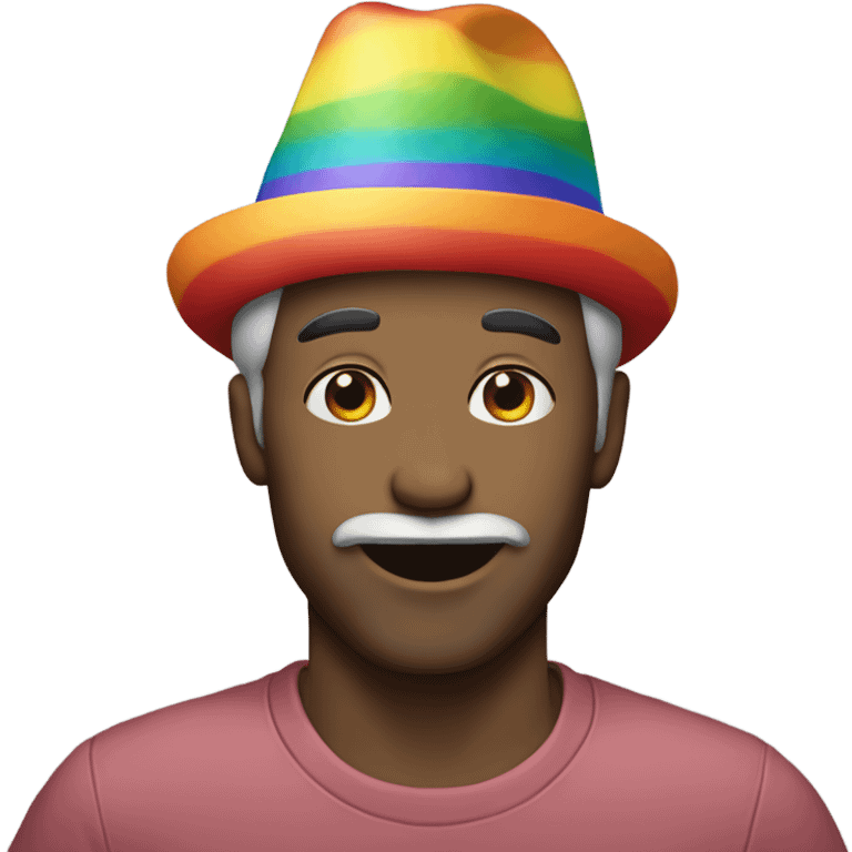 Mick wearing rainbow hat emoji