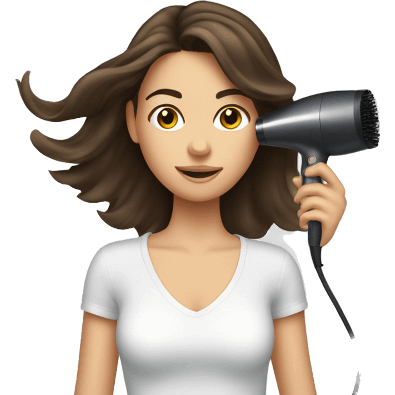 Brunette girl blow drying hair emoji