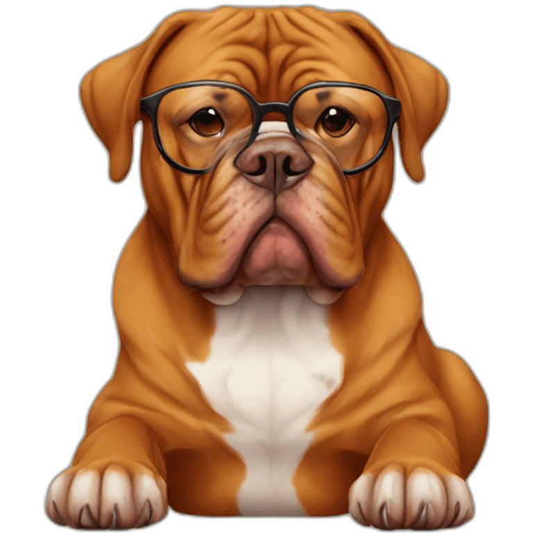 Dogue de Bordeaux with glasses emoji