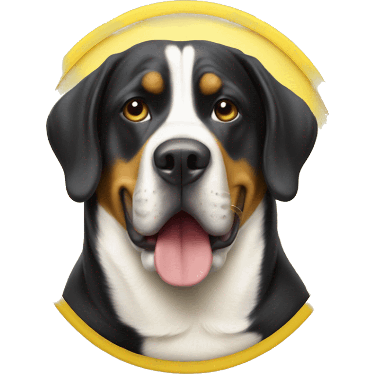 Swiss mountain dog in a banana costume emoji