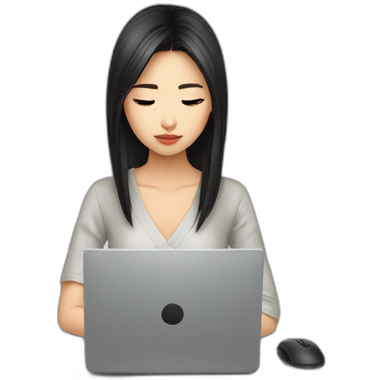 asia-girl-beautiful-typing-on-computer-sad emoji