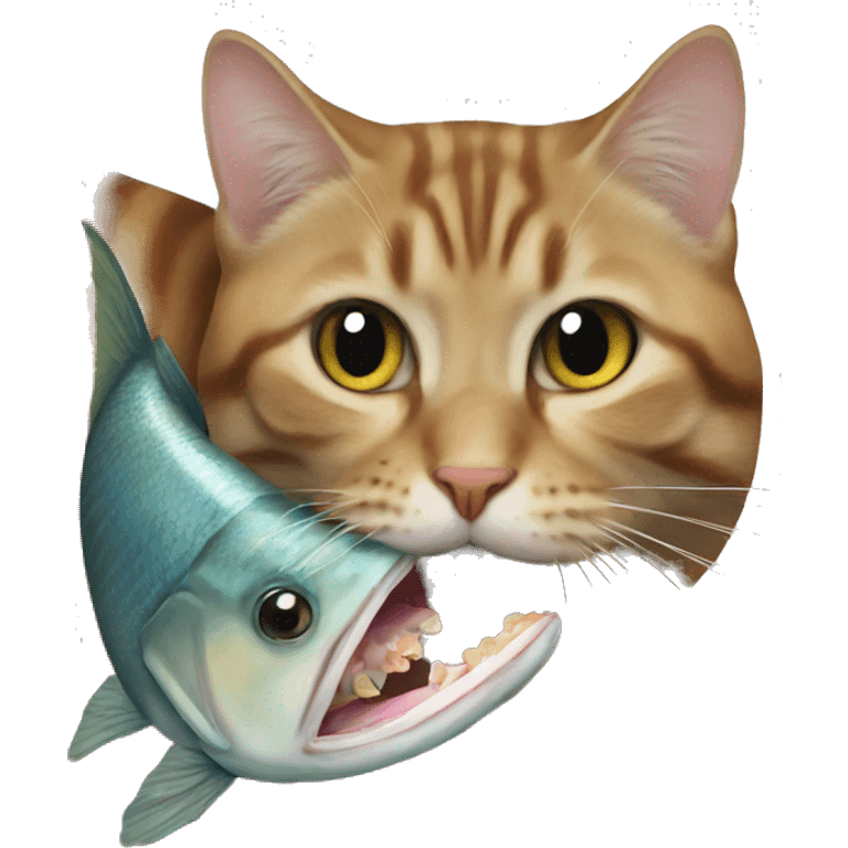 fish eating cat. emoji