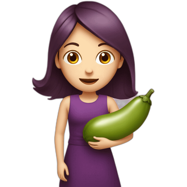 fille avec aubergine emoji