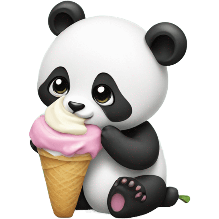 Panda eating ice cream emoji