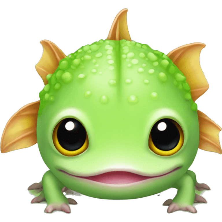 lime green axolotl with amber eyes emoji