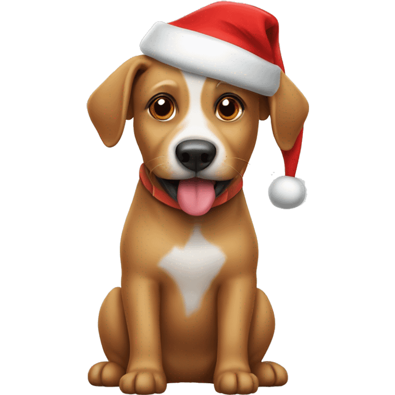 Dog wearing a Santa hat emoji