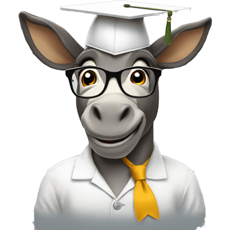 academic donkey with glasses and diploma, big brain emoji