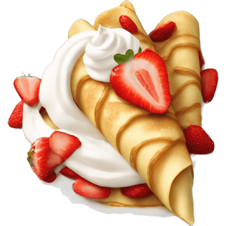 A crepe with strawberries and whip cream on top  emoji