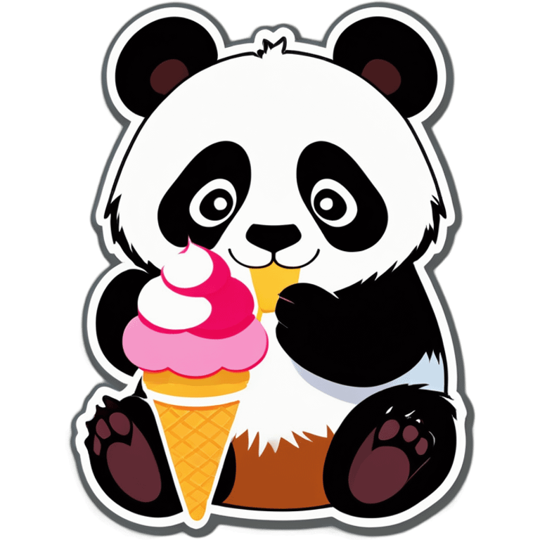 Panda eating ice cream emoji