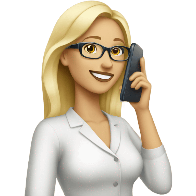 Beautiful Blonde woman wearing glasses calling on cell phone emoji