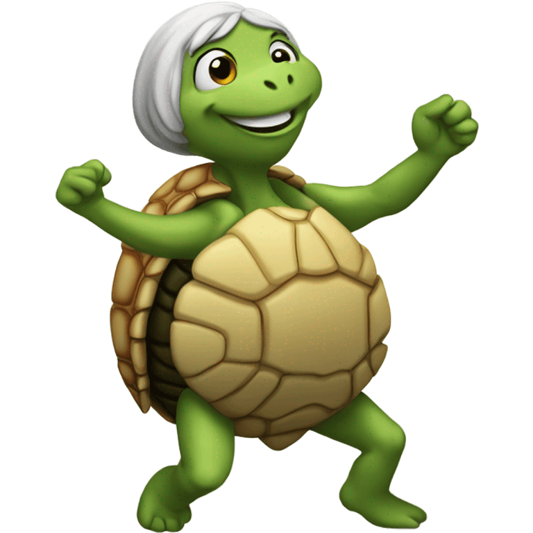 dancing grandma turtle with shell emoji