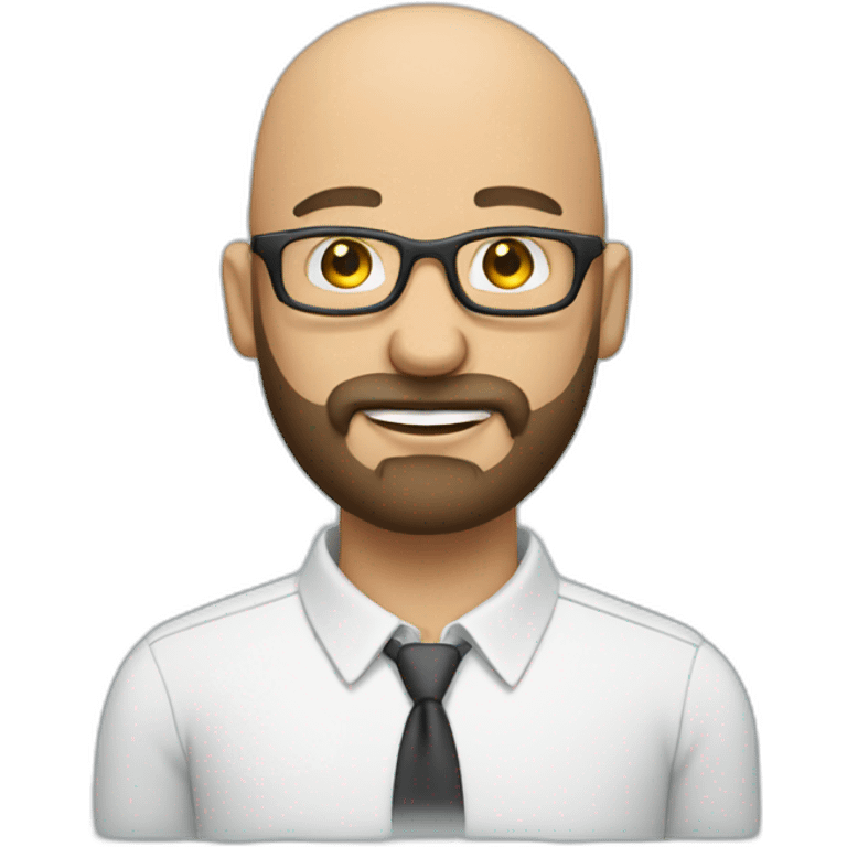 bald man with beard and glasses, help desk emoji