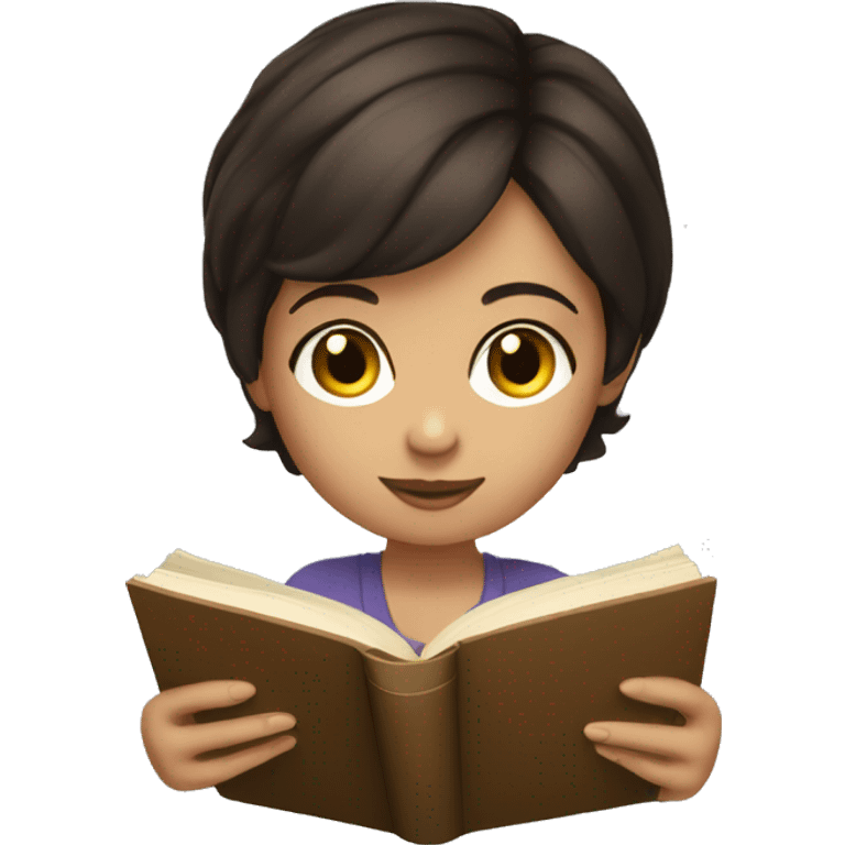 Short haired Brunette Girl reading a book  emoji