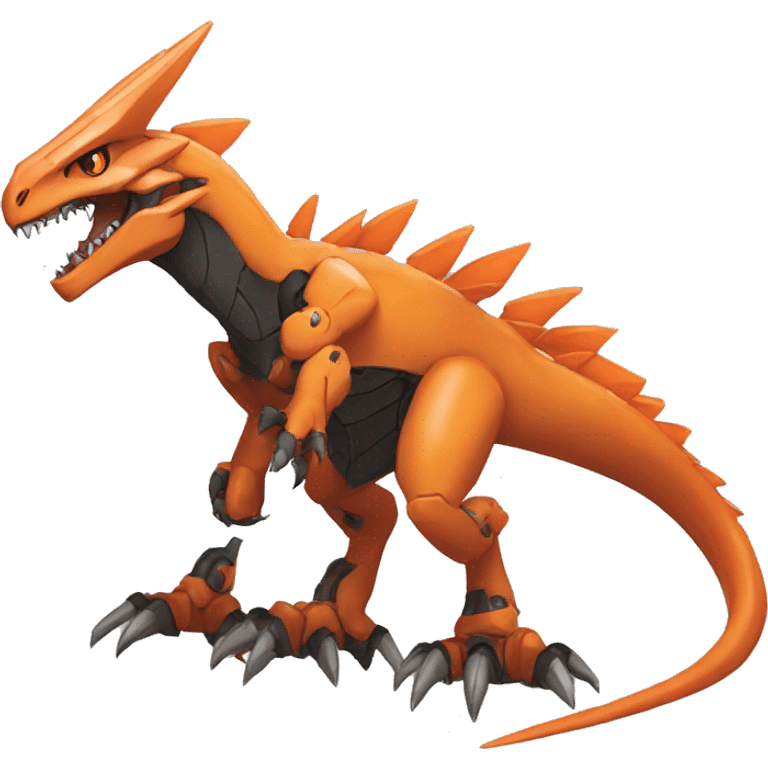  Cool Edgy Orange Digimon-Fakemon-Guilmon-Velociraptor-Dragon-Mecha full body emoji