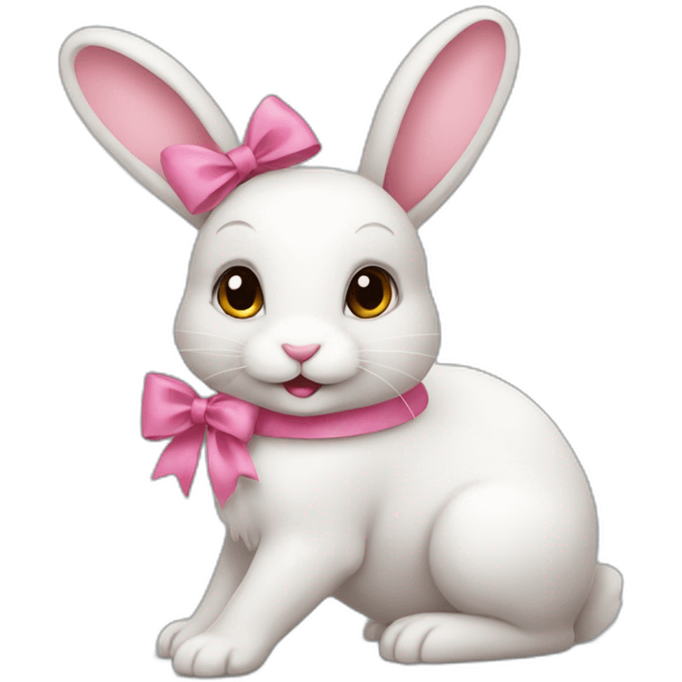 a rabbit with a pink bow on its head  emoji