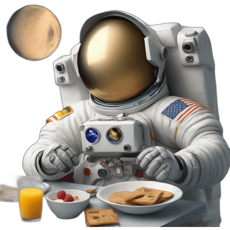 Astronaut enjoying breakfast on the moon emoji