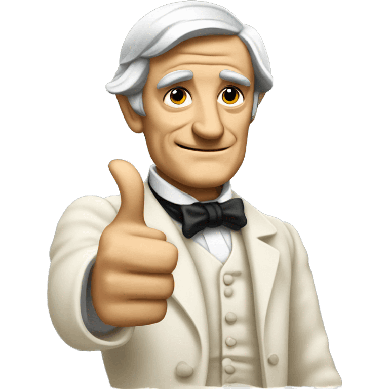 Ralph Waldo Emerson with thumbs up with a little frown emoji