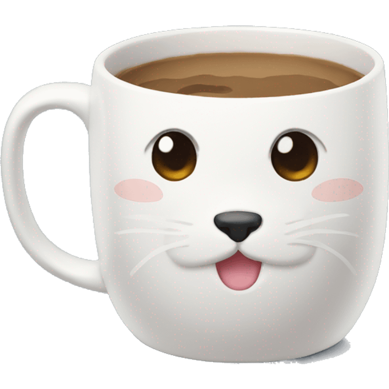 Mug with cute cat face on emoji