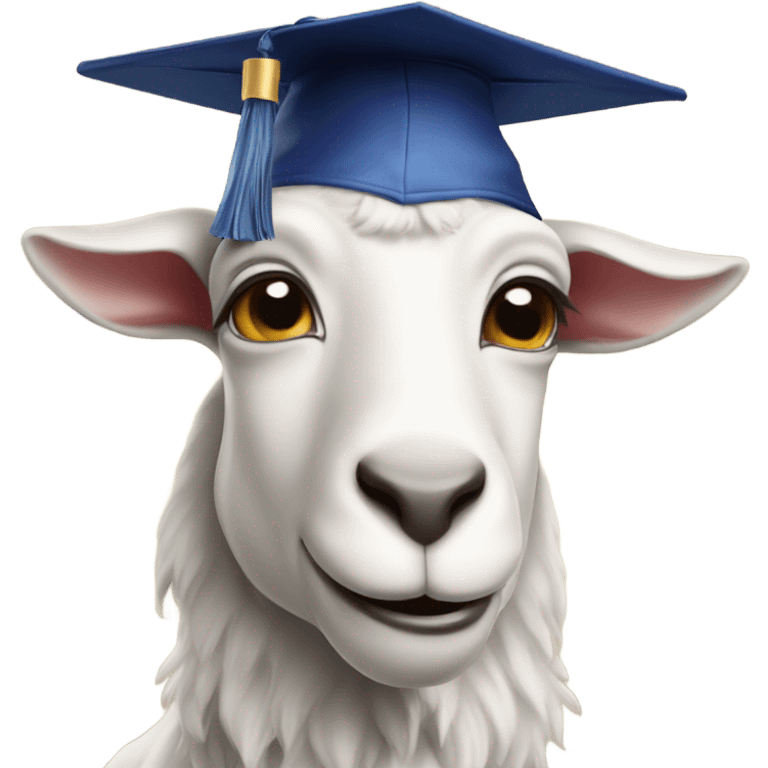 smirking goat wearing graduation hat emoji