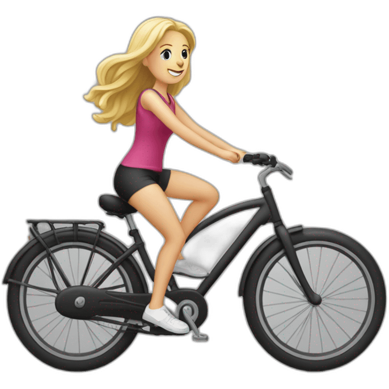 Une blonde sur un vélo avec épagneul breton emoji