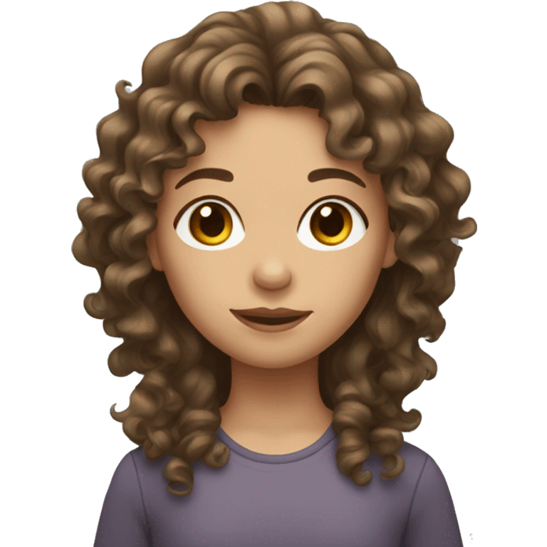 Girl with curly/wavy brown hair emoji