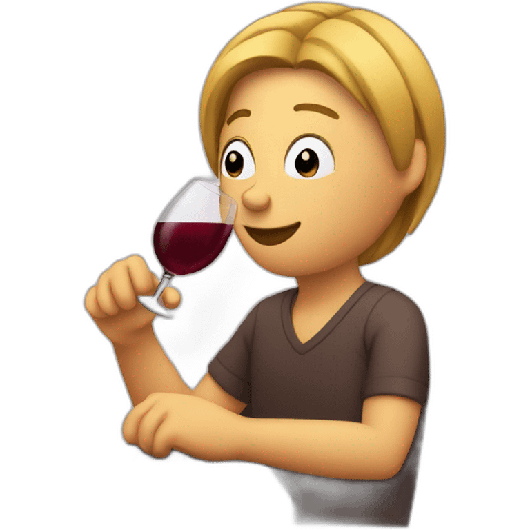 drinking wine while using computer emoji