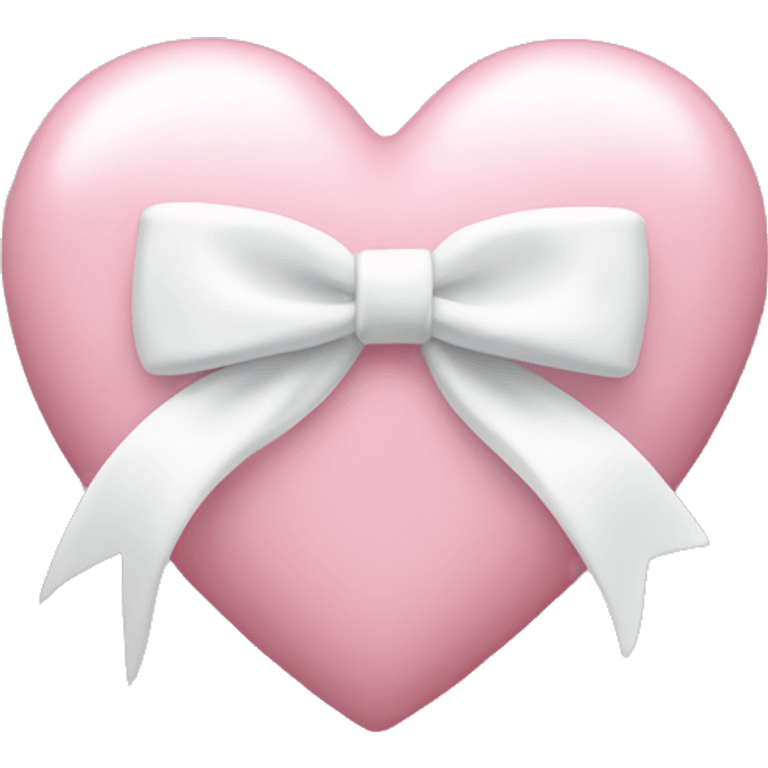 Pastel pink heart with white bow emoji