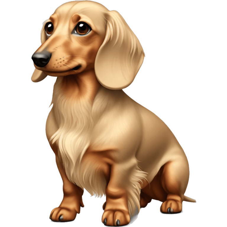 Light Beige color long hair dachshund full body emoji