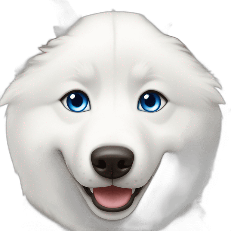 White Siberian husky smile and blue eyes emoji