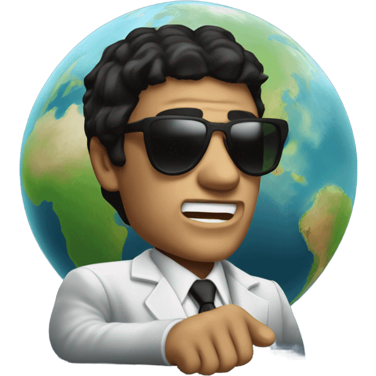 Tony Montana sunglasses the earth in his hand emoji