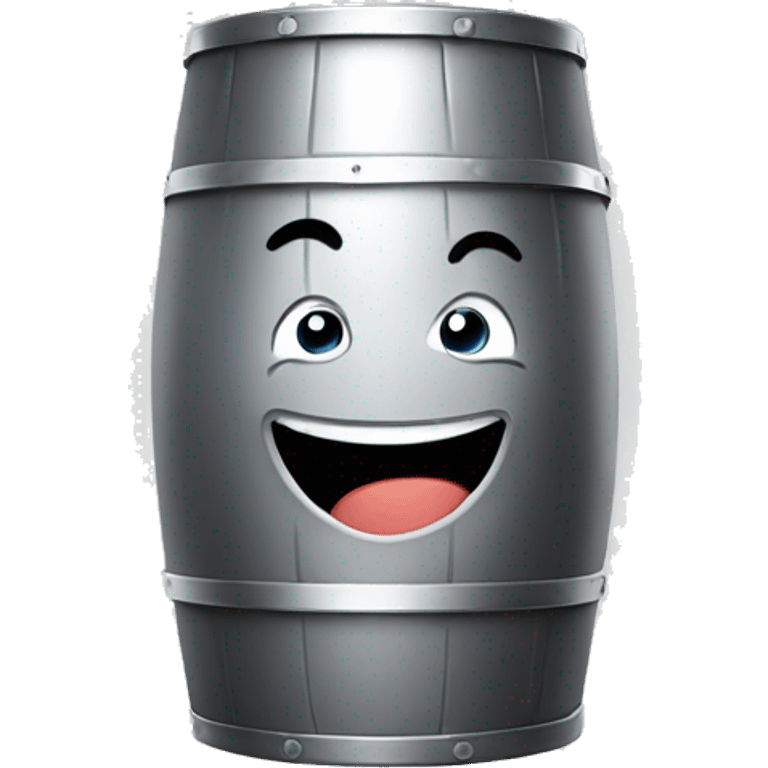 grey beer keg with smiling face emoji