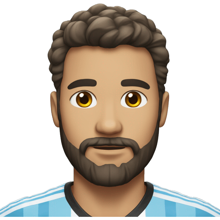 Una persona con camiseta  de argentina  con barba y una corona futbolista pelo negro emoji