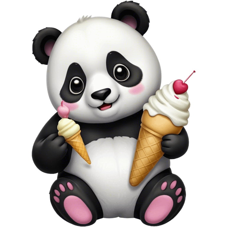 Panda eating ice cream emoji