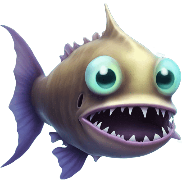 Anglerfish with glowing lure, sharp teeth, and big eyes. emoji