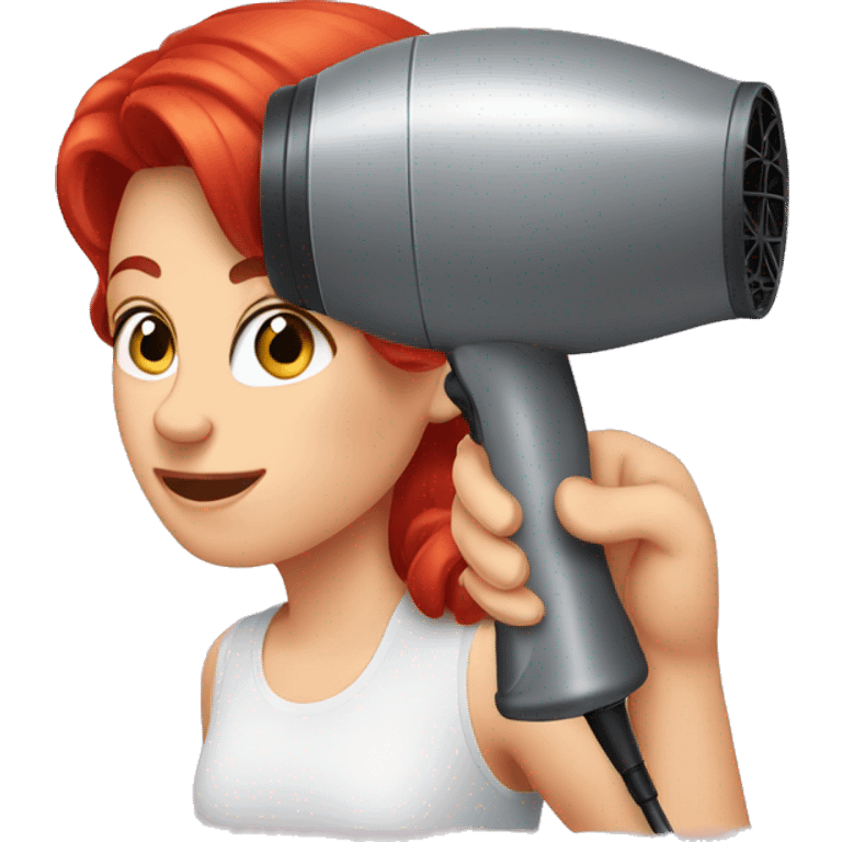 red hair dryer in hand emoji