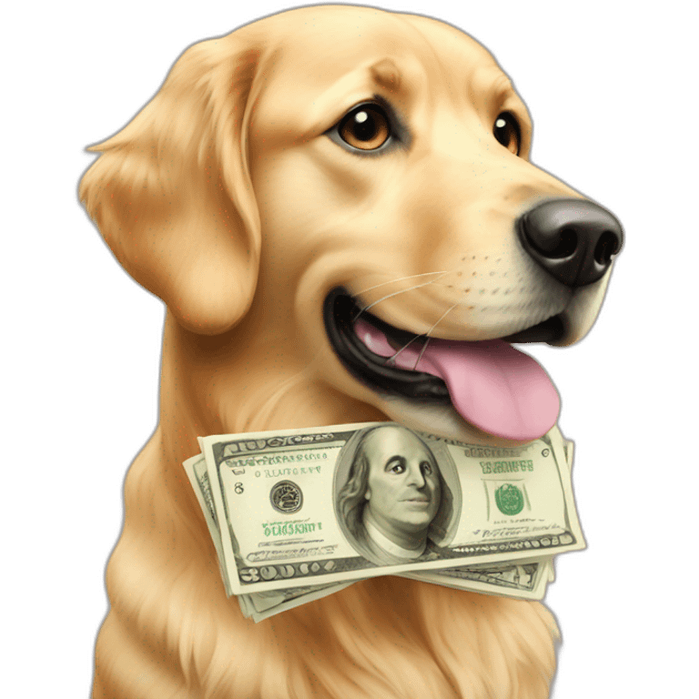 retriever and  money emoji