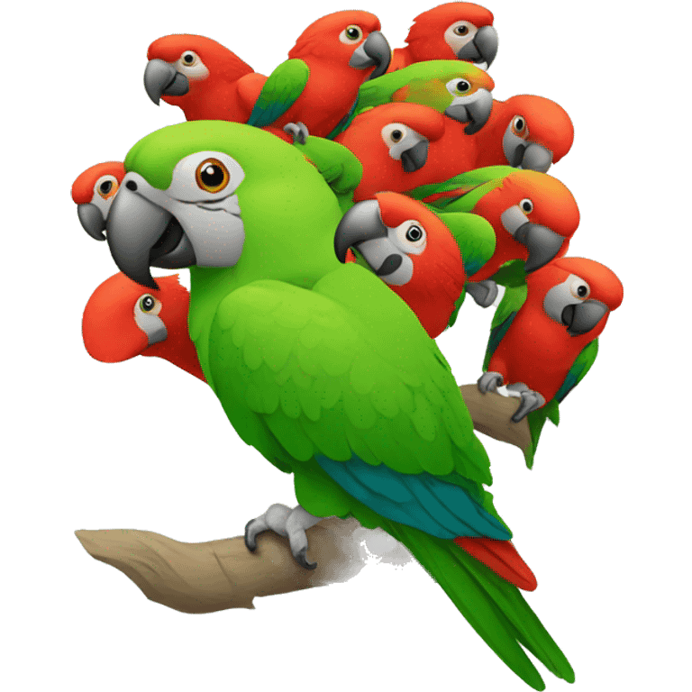 Parrot with 8 heads  emoji