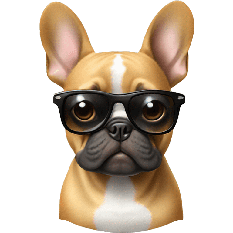 Frenchie wearing a sunglass emoji