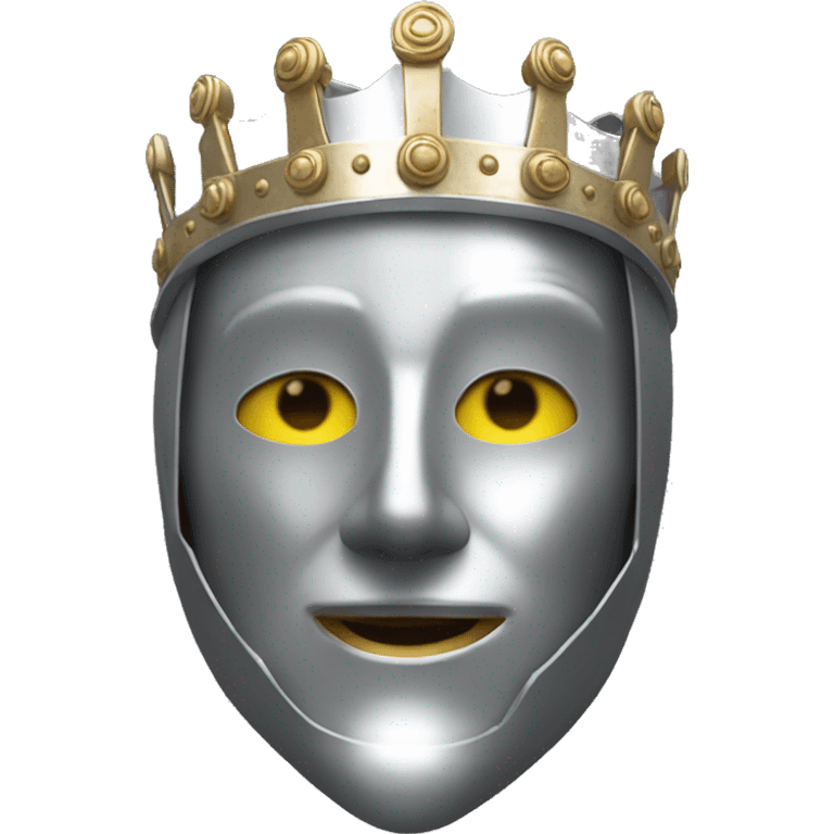 king baldwin IV in silver full face mask up pose emoji