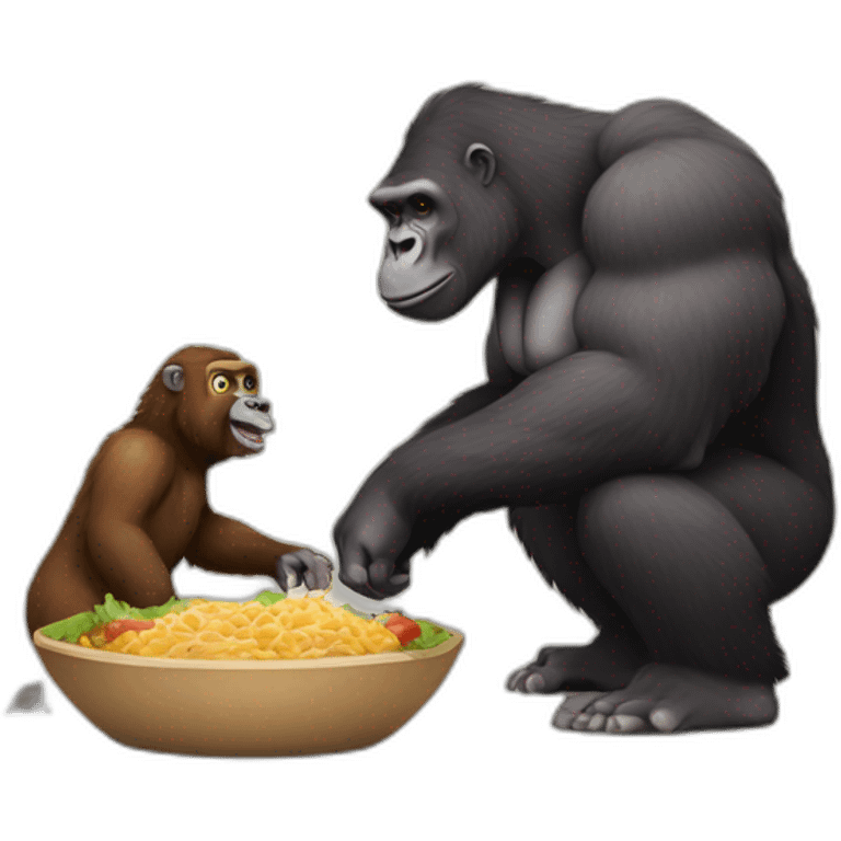 Buff Gorilla feeding a Llama emoji