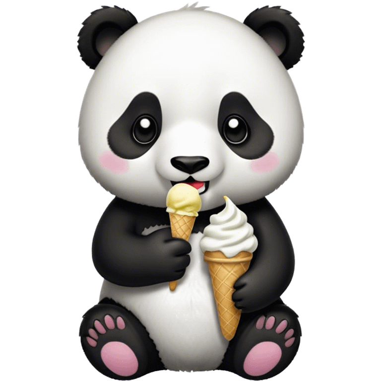 Panda eating ice cream emoji