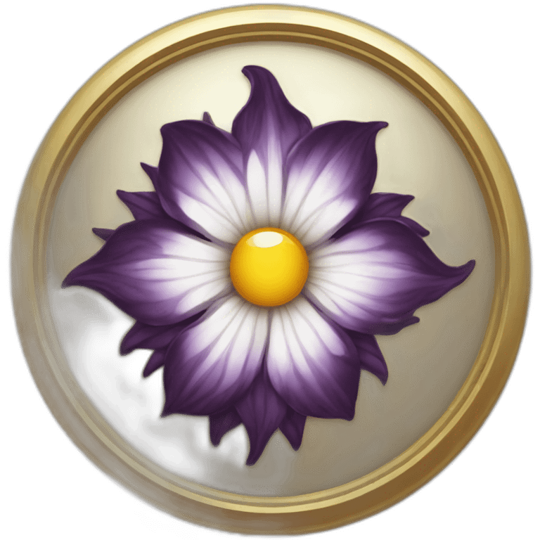 fantasy medallion in the shape of a dark flower emoji