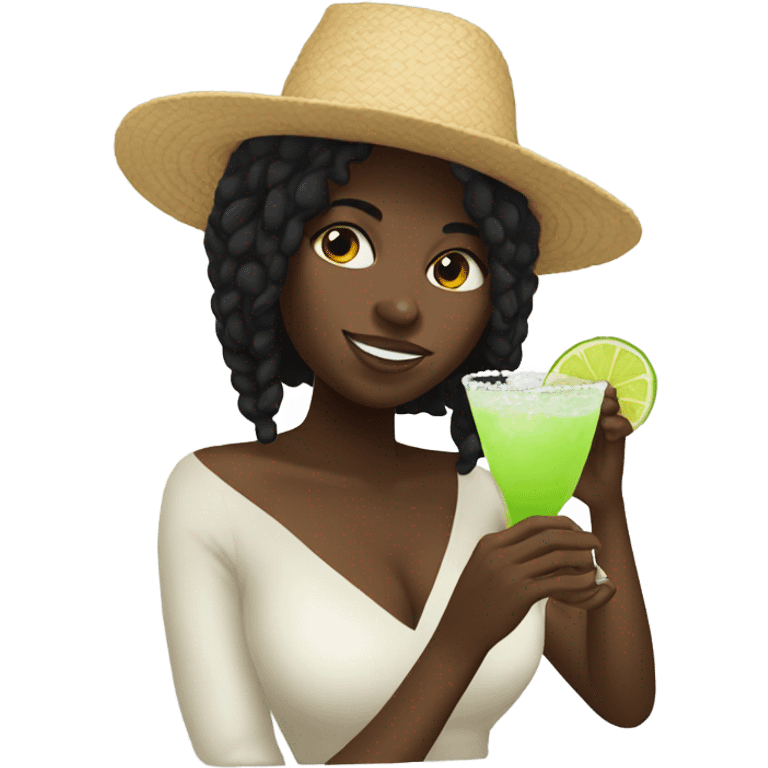 Black girl drinking a margarita emoji