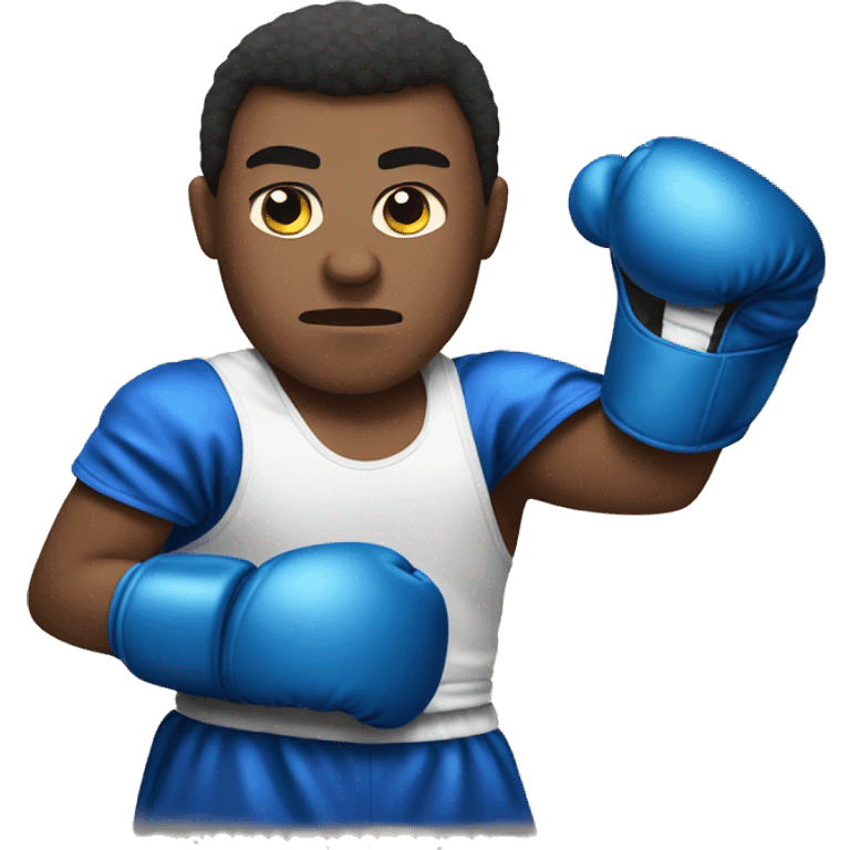 Create an emoji of a person wearing boxing gloves, with a focused and determined face. Show the spirit of a boxing champion emoji