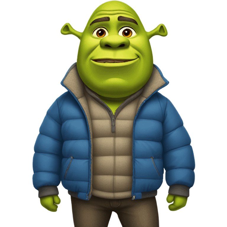 shrek wearing puffer emoji